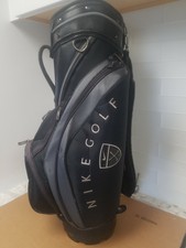 Vtg Nike Golf Spellout Black Gray Cart Carry Bag Multiple Zippered Pouches