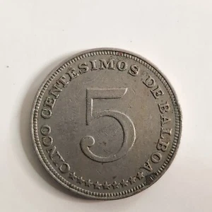 1962 REPUBLICA DE PANAMA Coin Copper Nickel 5 Centésimos de Balboa Coat of Arms - Picture 1 of 2