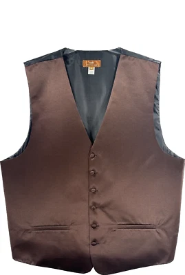 Steven Land Men's Dark Brown Vest 6 Buttons Polyester Black Back Size 2XL - Image 1 of 3