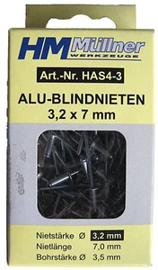 ALU Blindnieten Alu Niete Blindniet Flachrundkopf Popnieten Stahl 3,2 x 7 mm - Bild 1 von 2