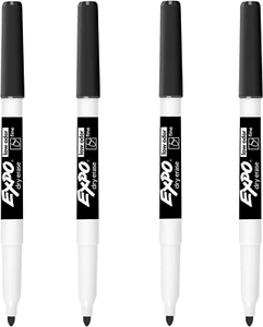 EXPO Low Odor Dry Erase Markers, Fine Point, Black, 4-Count