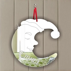 Personalised Hanging Decoration Nursery Kids Bedroom Gift Acrylic Mirror MOON - Picture 1 of 4