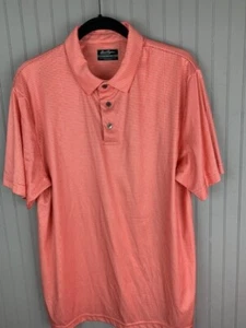 Ben Hogan Size L Mens Performance Polo Shirt Short Sleeve Orange Check - Picture 1 of 4