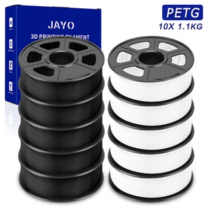 JAYO 10KG PETG Black White 1.75mm Filament 3D Printer 1.1KG Spool High Toughness - Picture 1 of 8