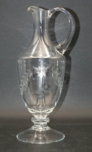 Vintage Etched Clear Glass Wine Liquor Water Decanter with Floral Design 13" MCM - Picture 1 of 7