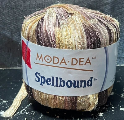 NEW-Moda Dea Spellbound Lancelot #2741 Bulky #5 Ribbon Yarn Gold Brown Metallic - Image 1 of 4