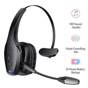 Adjustable Wireless Bluetooth Trucker Headset W/Noise Cancelling Mic ForPhone PC - Picture 1 of 9