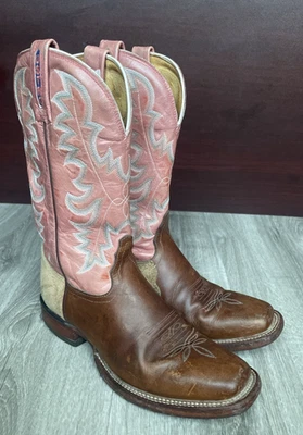 Tony Lama USTRC Cuerda Vaquera Western Bota Rosa Marrón Para Mujer 7.5 B HECHA EN EE. UU. Foto 1 de 4