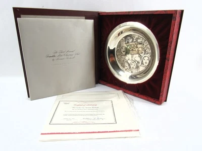 Franklin Mint 1972 Norman Rockwell Christmas Carolers placa de plata esterlina certificado de autenticidad Foto 1 de 4
