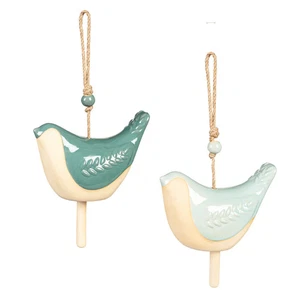 Ceramic Blue Bird Garden Bell, Asst of 2 - Picture 1 of 2
