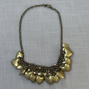 Vintage Joan Rivers Puffy Heart Necklace Antique Gold-tone 18" - Picture 1 of 4