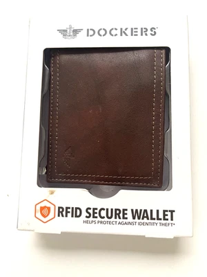 Dockers Mens RFID Secure Brown Leather Bi-Fold Wallet NIB - Image 1 of 3