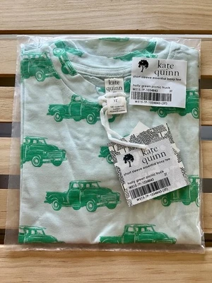 NUEVO EN CAJA Kate Quinn 3T Bambú Manga Corta Camiseta Cuadrada Acebo Verde Camión de Picnic Foto 1 de 3