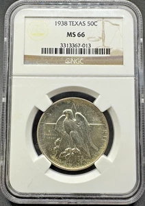 1938 TEXAS COMMEMORATIVE SILVER HALF DOLLAR NGC MS66 10XXD25 - Picture 1 of 4