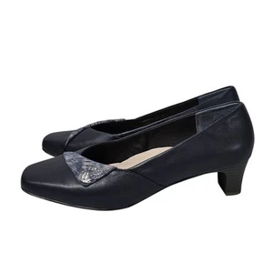 Diana Ferrari Supersoft Navy Silver Shimmer Leather Heel Size 11.5 Arch Support - Picture 1 of 16