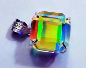 100 Ct Loose Natural Mystic Quartz Cube Gems in solid Sliver Timeless Pendant - Bild 1 von 8