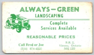 Business Card Vienna ON Always Green Landscaping Fred Hahn Tillsonburg Elgin Cty - Bild 1 von 2