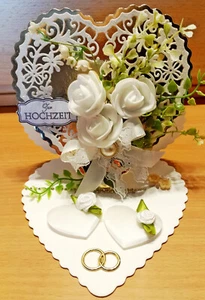 3d Karte zur Hochzeit Vermählung Glückwunschkarte Geschenk edel Handarbeit - Bild 1 von 7