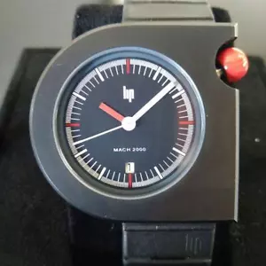 LIP MACH2000 Roger Tallon Design Men's Wristwatch Quartz Black Made in France - Picture 1 of 8