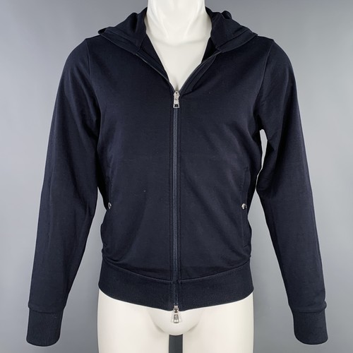 Giacca con cappuccio MONCLER taglia S misto cotone navy