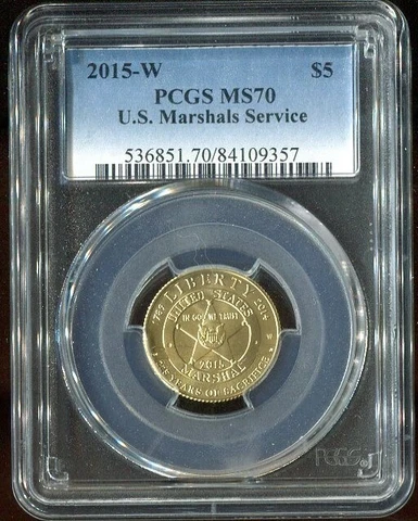 2015-W $5 U.S. Marshals Service PCGS MS70 Cover