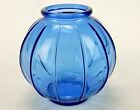 Vase globe 4 pouces, bleu cobalt, forme citrouille avec panneaux nervurés, porte-bougie votif