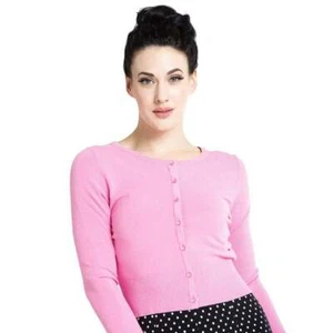 Hell Bunny Paloma Cropped Cardigan - Candy Pink - Picture 1 of 11