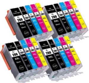 20 Pack XXL Ink Cartridges for PGI 280 CLI 281 Canon TS6120 TS6220 TS6320 TR7520 - Picture 1 of 1