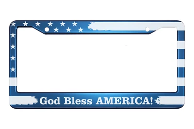 "God Bless America!" Patriotic U.S. Flag Aluminum Car License Plate Frame - Image 1 of 4