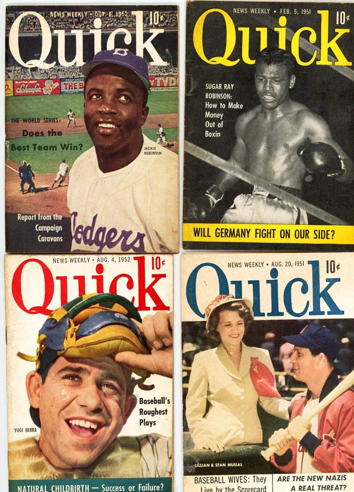 Jackie Robinson  Sugar Ray Robinson Yogi Berra  Stan Musial  Quick Magazines (4) Foto 1 de 1