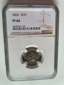 1866 3 CENT NICKEL NGC PR64 - Picture 1 of 23