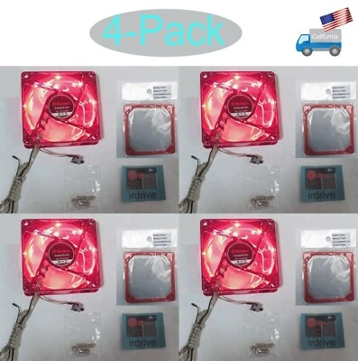 4pack: NEW Enermax 80mm RED LED 3pin Thermal Control Case Fan+ AntiVibration Pad - Image 1 of 4