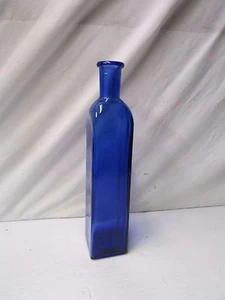 Four Sided Tall and Slim Holy Water Cobalt Bottle ~ 9.3/4" Tall x 2" Sides - Picture 1 of 3