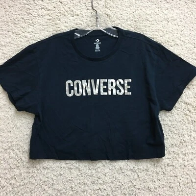 Camisa Converse Top Extra Grande Adulto Azul Recortada Cuello Redondo Manga Corta Mujer XL Foto 1 de 4