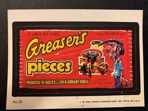 1986 Topps Wacky Packages Sticker Trading Card 26 Greaser's Pieces Puzzle Back