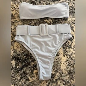 Pre-Owned SM LA Swim Blue Tube Top and Bikini Bottom Set - Picture 1 of 7