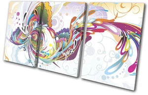 Quadro astratto floreale vortici TREBLE CANVAS WALL ART stampa VA - Foto 1 di 1