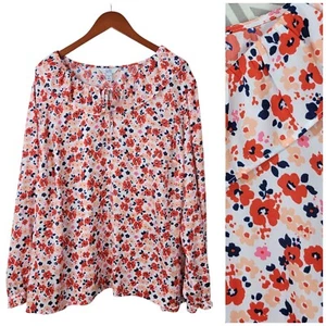 NEW Croft Barrow Peasant Top Size 3X 22/24 floral boho hippie shirt Ruffle Pink - Picture 1 of 8