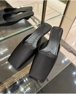 Womens Square Toe Satin Sandals Fashion Summer Mules Slipper Slip on Party Shoes - Image 1 of 4