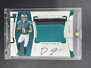 2021 National Treasures Devonta Smith #/6 RPA ROOKIE PATCH AUTO FOTL Emerald