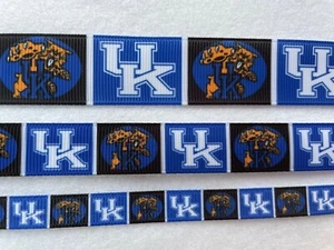 University of Kentucky Wildcats grosgrain ribbon 3/8" 5/8" 7/8" Blue Black - Picture 1 of 1