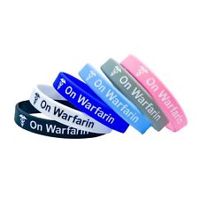 SALE SECONDS On Warfarin Wristband Medical Alert Silicone Band Adult 202mm