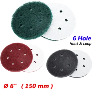 Ø 150mm Hook & Loop Sanding Discs Scouring Polishing Pad 6 Hole Grit 240 400 800 - Picture 1 of 7