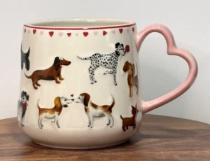 Pet Love Hearts Embossed Dog 20 Oz Textured Ceramic Coffee Tea Mug Gift - Picture 1 of 7