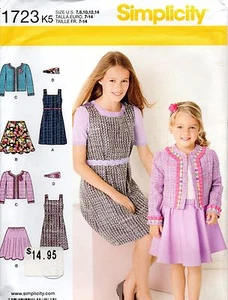 Simplicity Sewing Pattern 1723 Girls Dress Skirt Jacket Headband Size 7-14 - Picture 1 of 1