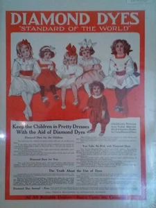 Impresión publicitaria de tintes de diamantes antiguos a todo color imagen original niños - Imagen 1 de 3