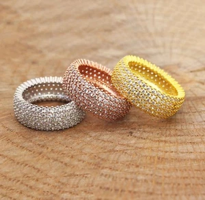 925 Sterling Silver Turkish Handmade 5 Row Eternity Ring - Picture 1 of 9