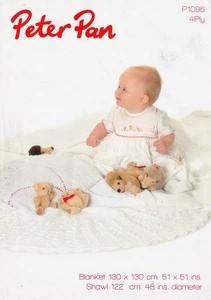PETER PAN Knitting Pattern P1096 Baby Circular Shawl & Blanket 4 Ply Baby Gift - Picture 1 of 1
