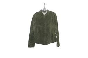 Co & Eddy Washable Suede Jacket Snap Front Green Retro Size L - Picture 1 of 7