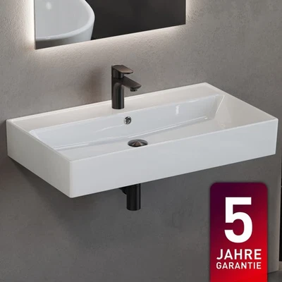 AQUA BAGNO Keramik Waschtisch Waschbecken Möbelwaschtisch Waschplatz weiß modern 80cm